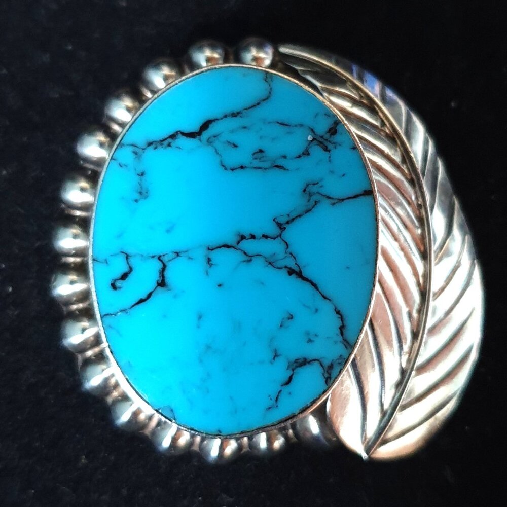 Vintage TC-25 Taxco Mexico Sterling Genuine Turquoise Statement Pendant & Brooch